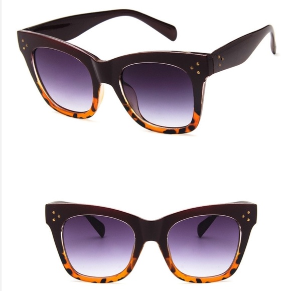 black camel leopard oversized sunglasses gradient - Picture 2 of 3